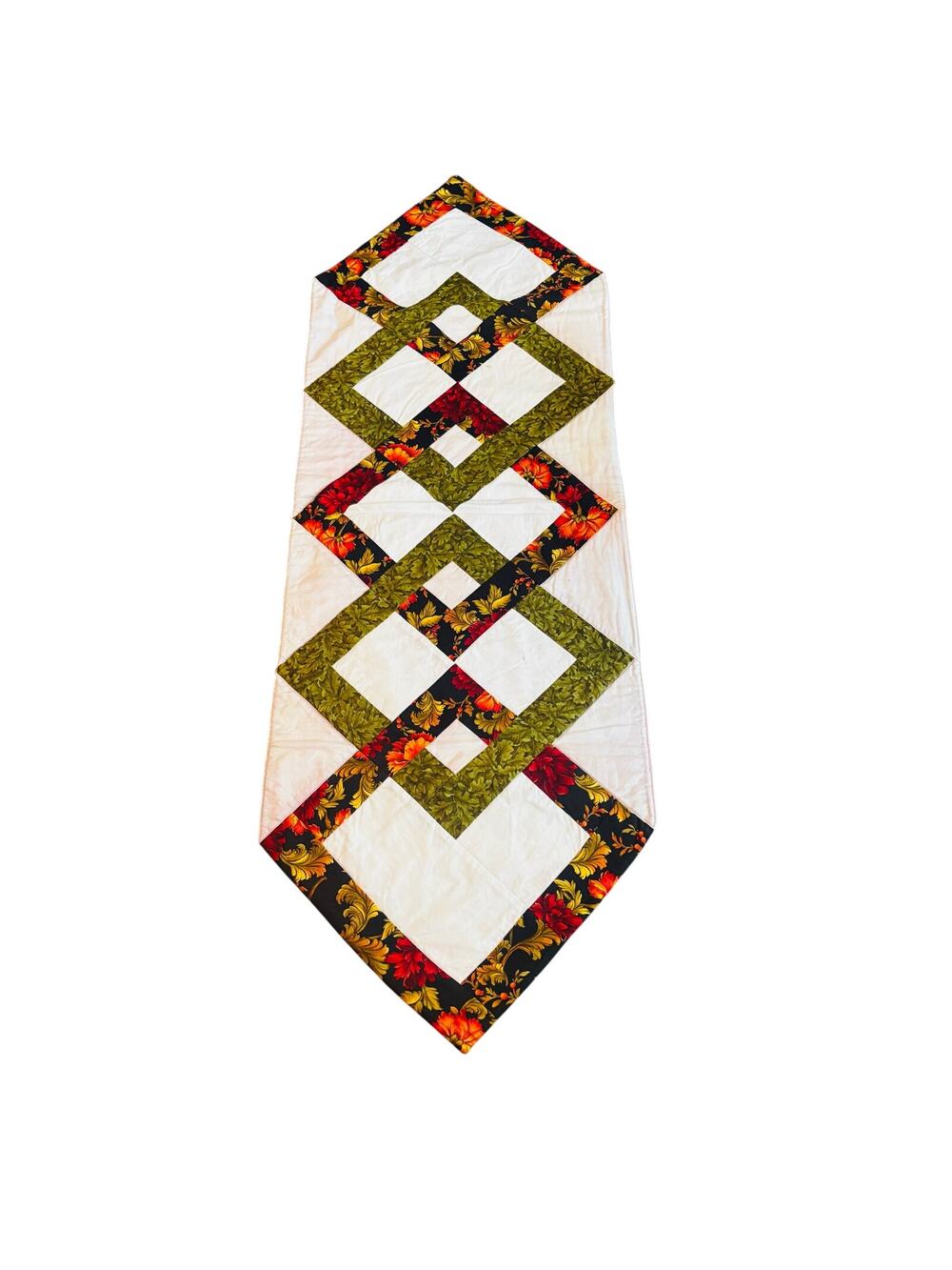 Handmade Table Runner Two Sided Quilted Fall Autumn Theme FLAWED 41” x 14”